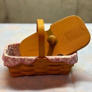 Wooden Basket with Pink Floral Liner